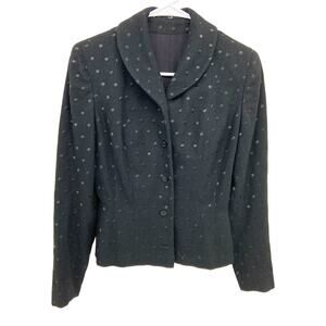 Vintage Gotham New York Black Polka Dot Blazer Jacket Cropped Work Suit